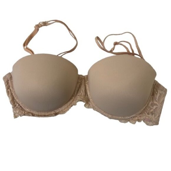 PINK Strapless Push Up Bralette Beige 34C Coquette Clean Girl - Picture 1 of 7